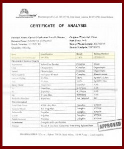 Austernpilz Extrakt Analysenzertifikat